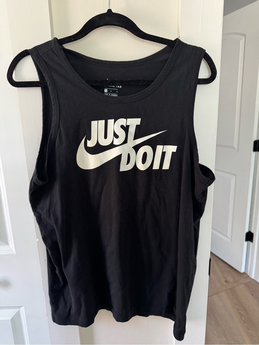 Nike Black Tank Top with White "Just Do It" Logo